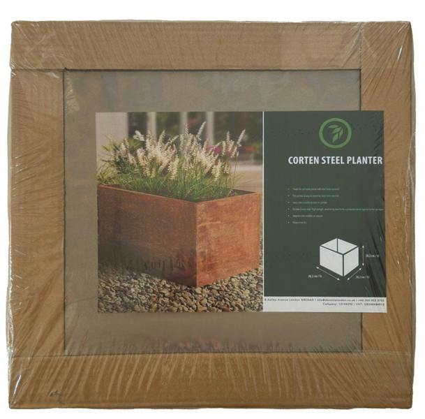 Metal planter plant pot - Rust Corten Steel 40 x40 x40cm Flat-packed - Devonia London