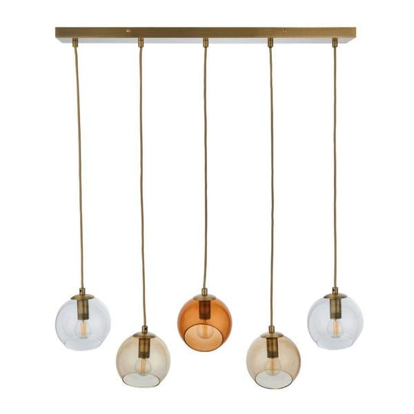 Pagazzi Lighting Branco 5 Light Antique Brass Ceiling Pendant Bar