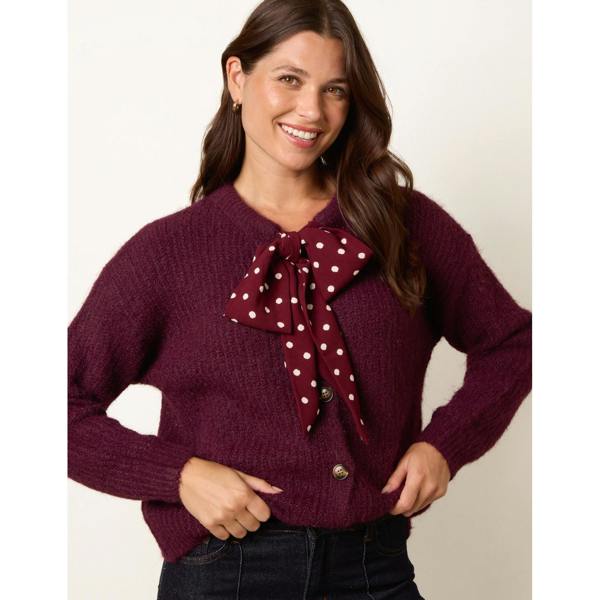 Blue Vanilla Pussybow Detail Knitted Cardigan