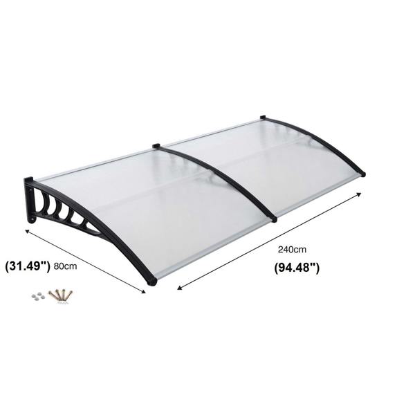 Gr8 Garden Front Door Canopy Awning 80x240cm Porch Rain Shelter Lean To Clear Cover