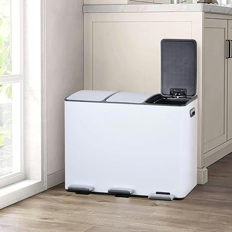 HYGRAD BUILT TO SURVIVE HYGRAD 3 Compartment Recycling Bin 45L Dual Compartments Kitchen Pedal Dust Bin Waste Bin Separation System 3x15L