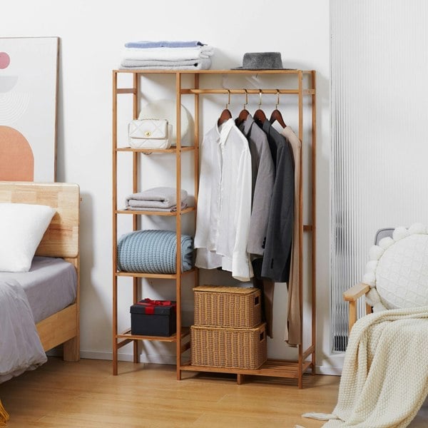 BMBO Wooden 6 Tier Open Wardrobe