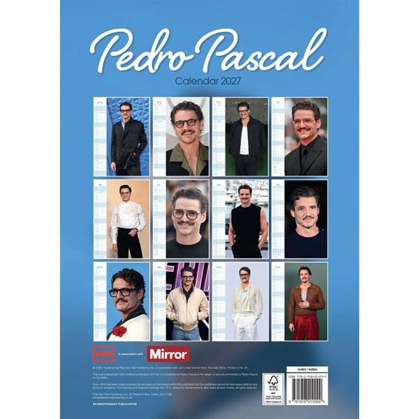 Pedro Pascal A3 Calendar 2027, Wall Calendars, Month To View, Entertainment, Gift