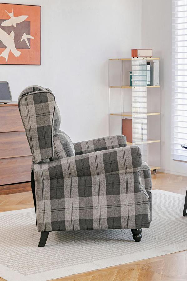Living and Home Fabric Upholstered Sofa Pushback Reclining Chair Armchair