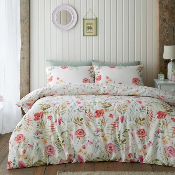 Catherine Lansfield Ella Poppy Reversible Duvet Cover Set