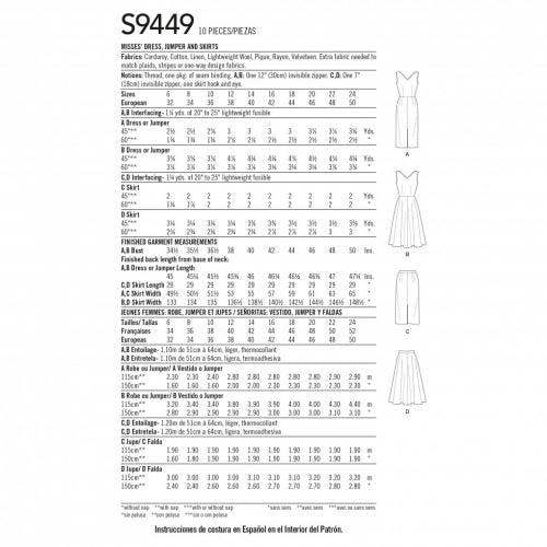 Simplicity Sewing Pattern 9449, Dresses, Skirts, Vintage Style for Women, H5 (6-8-10-12-14) - Easy