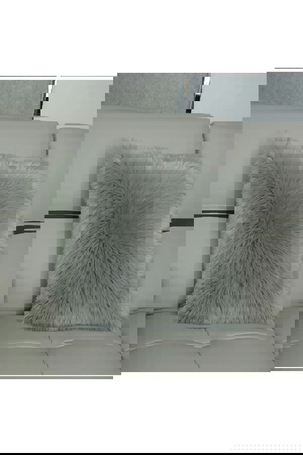 Living and Home 45*45cm Fluffy Faux Wool Grey Cushion Cover