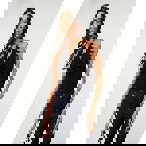 Pink Vanilla Lace Bodysuit With Halter Gold Trim