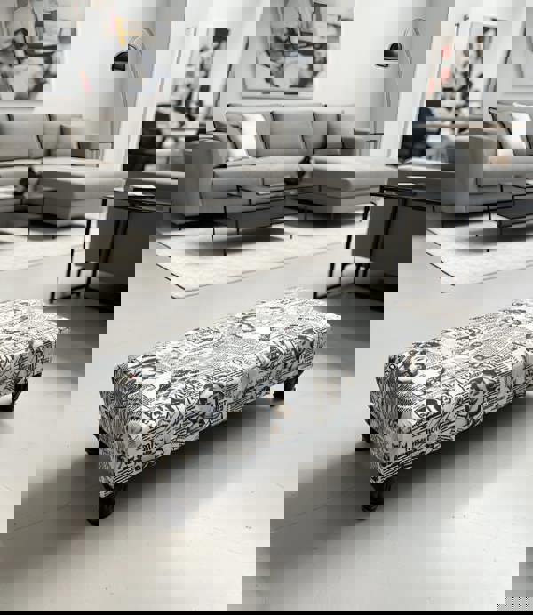 Versatile footstool pouffe ottoman in memory foam and durable upholstery fabric - ISTOOLS