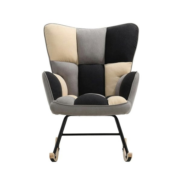 3ft Height Tufted Linen Upholstered Rocking Chair Rocking Chairs Living and Home