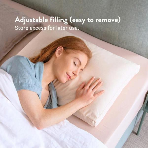 Putnams Organic Buckwheat Hull Pillow - Adjustable Natural Support - 100% Cotton Cover