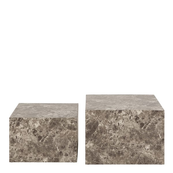 Furniture To Go Dice Square Coffee Table Set in Light Brown Emperador Rough Paper