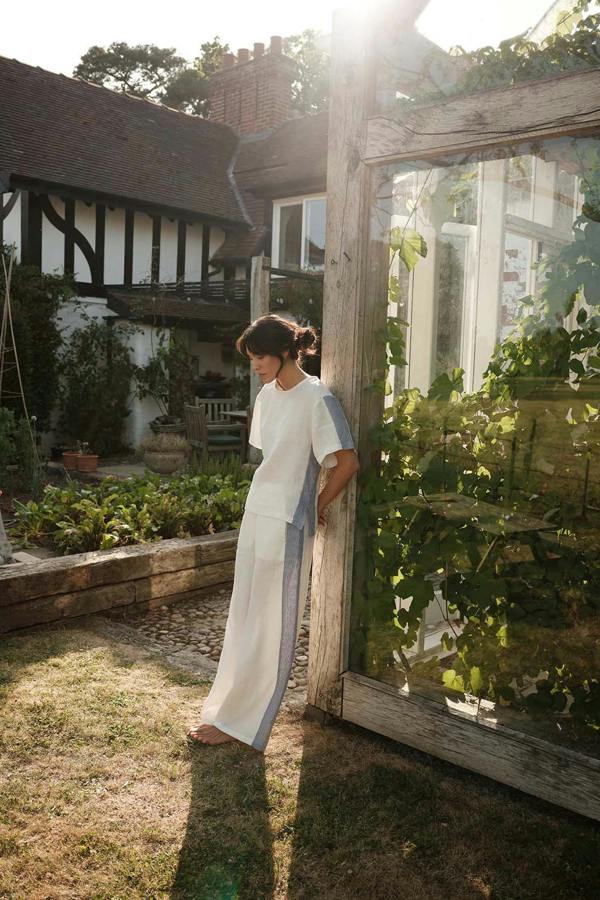 Pretty You London Relaxed Striped Linen Resort Set In Coconut Milk