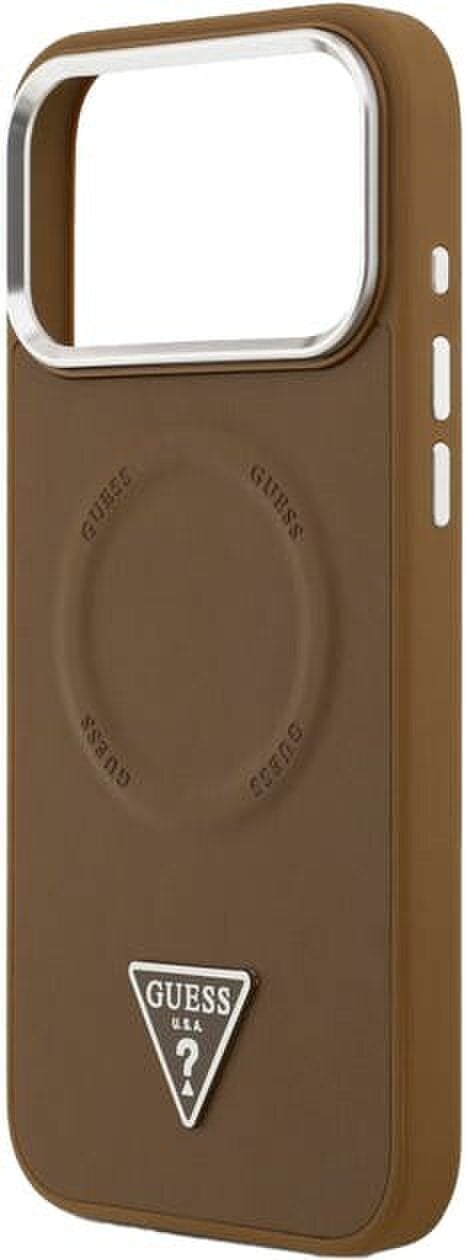 Guess Triangle Logo Case with MagSafe for iPhone 17 Pro Max 6.9" Brown - GUHMP17XPSDTSCMW