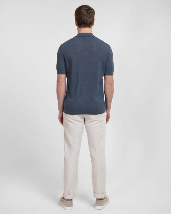 Steel & Jelly Farringdon - Leaf Texture Open Knit Short Sleeve Shirt