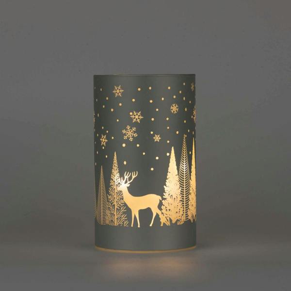 17cm Christmas Glass Vase LED Table Decoration with Warm White Lights and Festive Forest Scene image 1