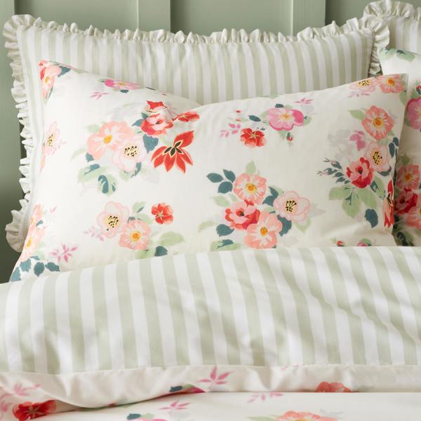 Cath Kidston Floral Bunches Reversible Cotton Duvet Cover Set Green