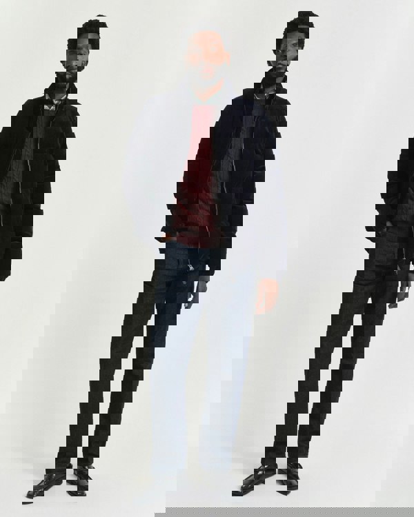 GANT Mens Cotton Cable Knit Crew Neck Jumper - 677 Bordeaux Melange - CHO - Designer Mens Crew Neck Jumpers