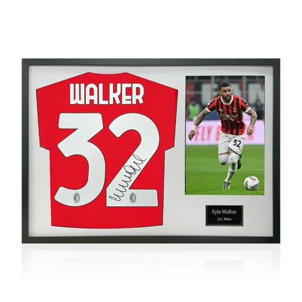 Kyle Walker Signed AC Milan Shirt Classic Frame