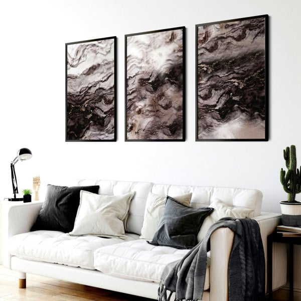 Wall print living room | set of 3 Marble prints