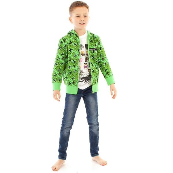 Minecraft Boys Creeper All-Over Print Hoodie - Green/Black