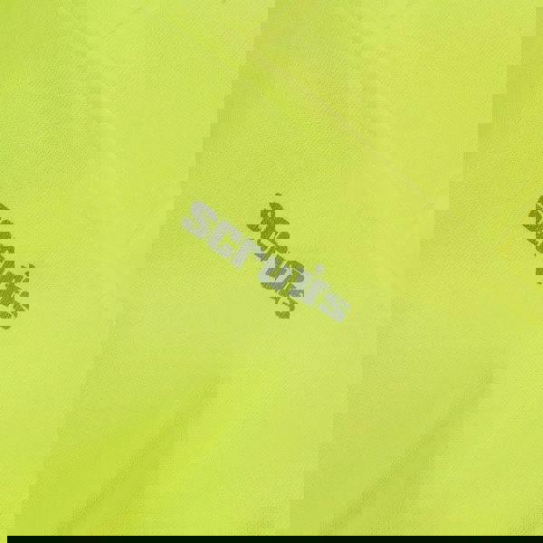 Scruffs High Visibility Mens Hi-Viz Work Pull Over Hoodie, bright yellow high visibility fabric with reflective logo.