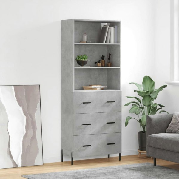 Berkfield Highboard Concrete Grey 69.5x34x180 cm Engineered Wood