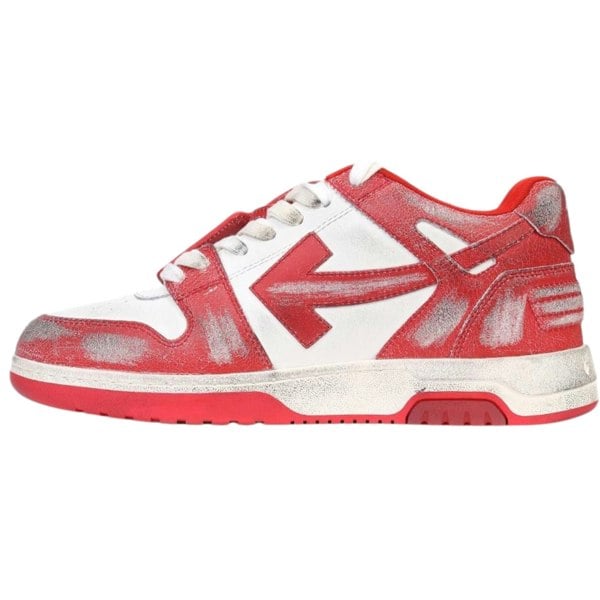 Off White Out Of Office Vintage Calf Leather Sneakers - Red