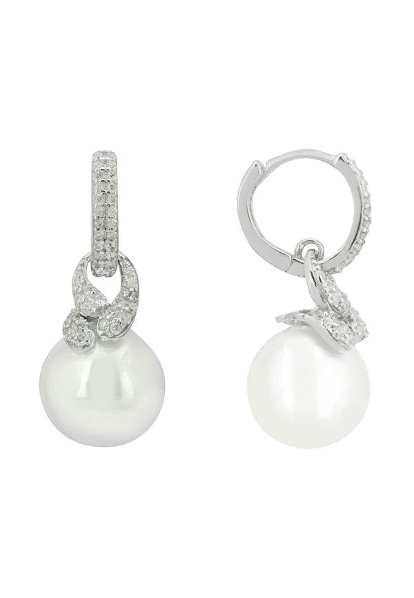 Latelita Tie The Knot Drop Pearl Earrings Silver