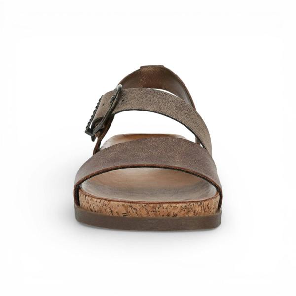 Blowfish Malibu Women's Brown Silver Footbed Strappy Flat Sandals - Lance
