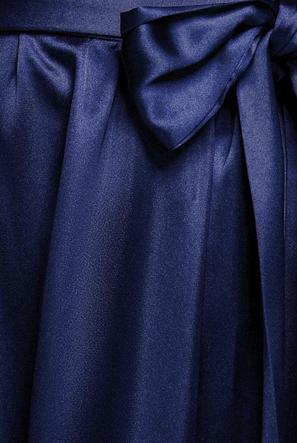Satin Flutter Sleeve Wrap Maxi Dress - Navy Blue DR3640