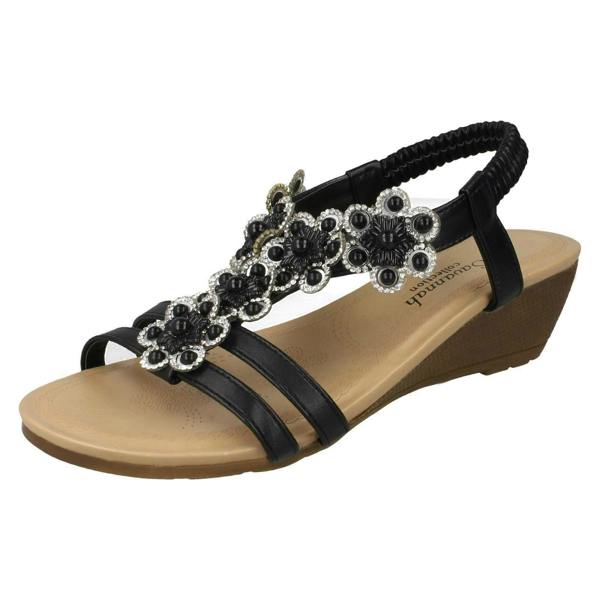 Savannah Ladies Savannah Mid Wedge Slingback Sandals