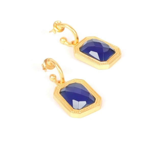 Lila Rasa Rectangular Blue Sapphire Crystal Hoops