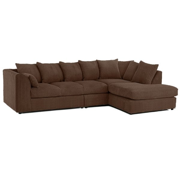 Furnishings For Less Luxor Full Cord Fabric 5 Seater Corner Sofa Scatter Back