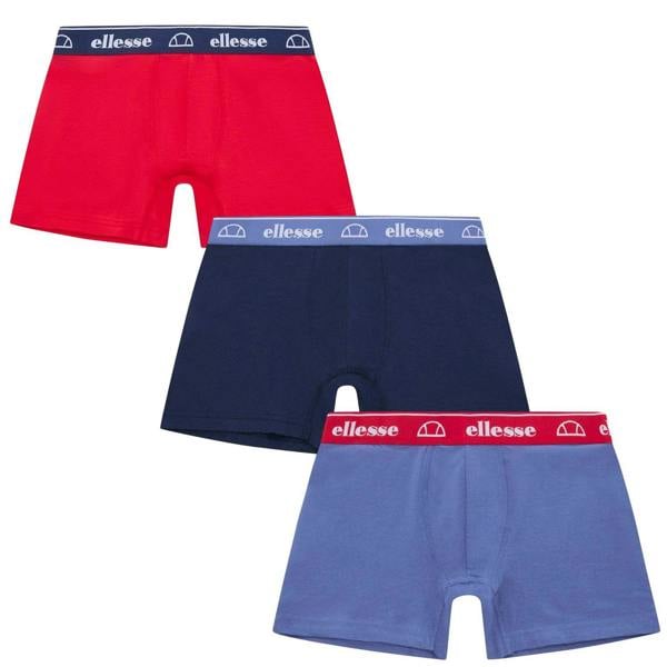 Ellesse Mens Low Rise Boxer Shorts (Pack of 3) - Red/Navy/Blue - 