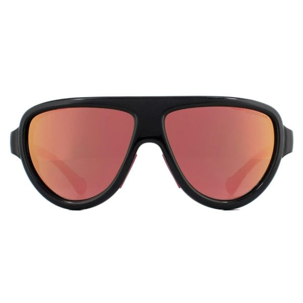 Moncler Sunglasses ML0089 01Z Shiny Black with Pink Leather Blue with Pink Mirror