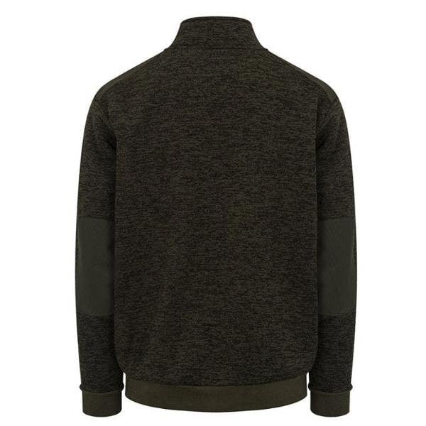 Dark Green 1/4 zip jumper with ribbed sleeves Hoggs of Fife Green King II zip knit