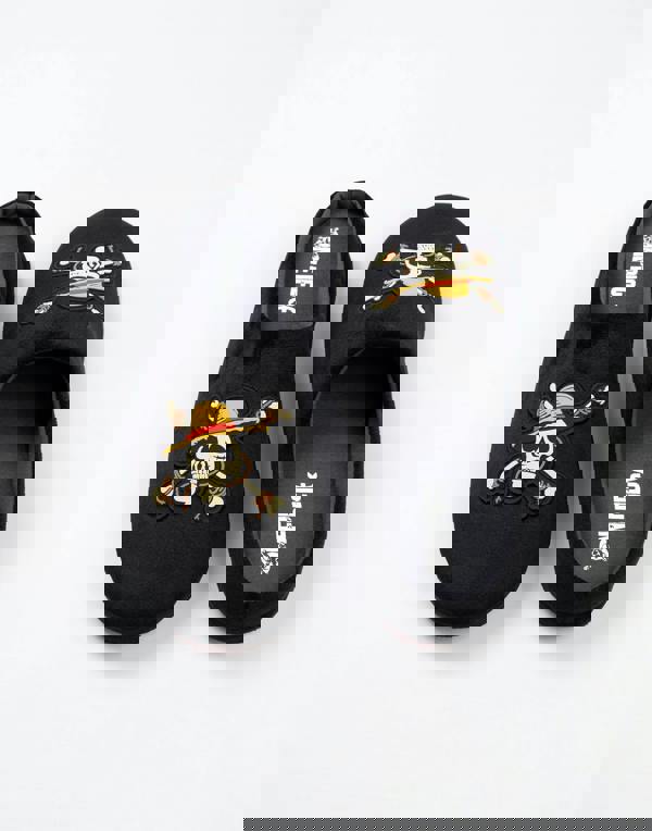 One Piece Mens Black Logo Mule Slippers