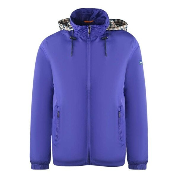 Aquascutum Mens Plain Lightweight Hidden Hood Jacket - Royal Blue