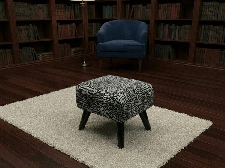 ISTOOLS Premium Leopard Print Ottoman Bench – Fabric Footstool & Coffee Table (Non-Storage) - 19 x 17 Inches (48 x 43cm)