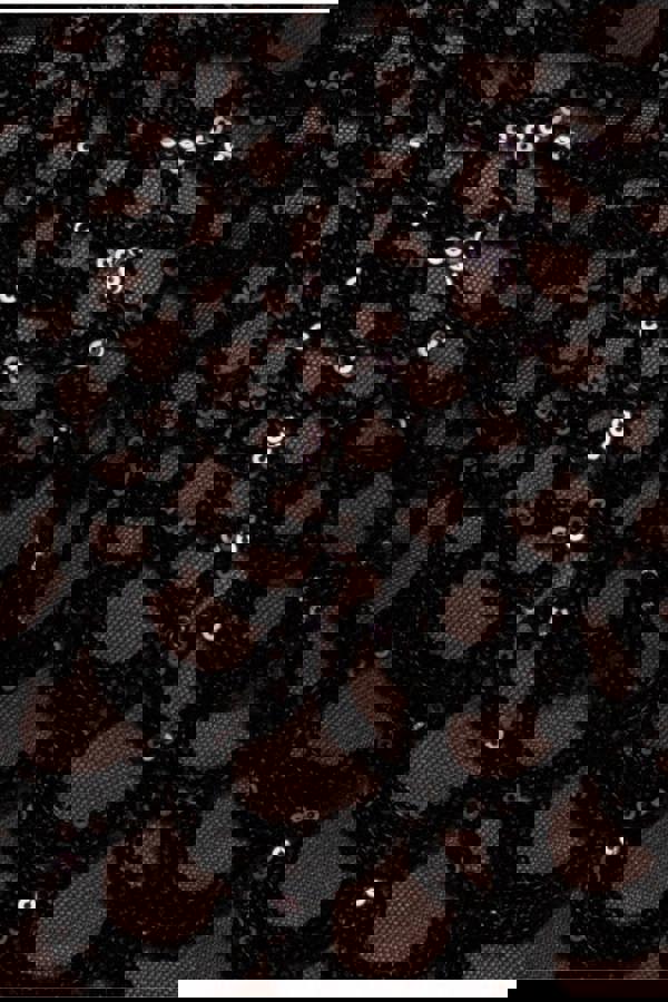 Diamante Strap Fish Scale Sequin Maxi Dress - Black DR4276