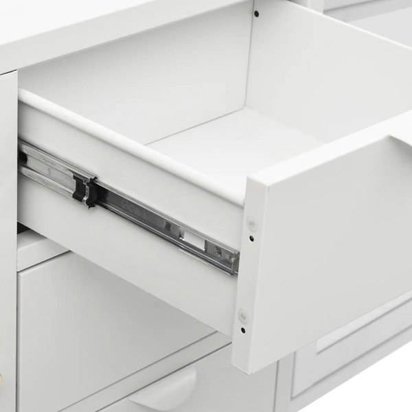 Berkfield Sideboard White 105x35x70 cm Steel and Tempered Glass