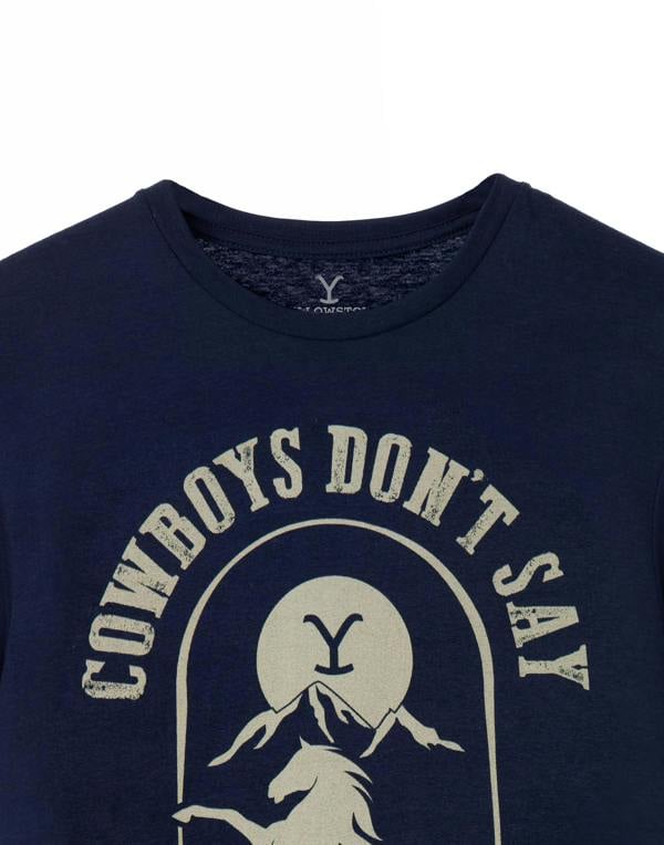 Yellowstone Mens Blue Cowboys Don't Say Goodbye Short Sleeved T-Shirt