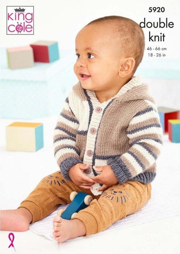 King Cole Cherished DK Knitting Pattern 5920, Sweaters, Jackets for Baby, Kids, 18 - 26 Inches