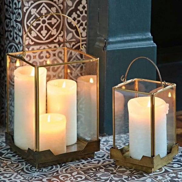Paper High Antique Brass Candle Lantern
