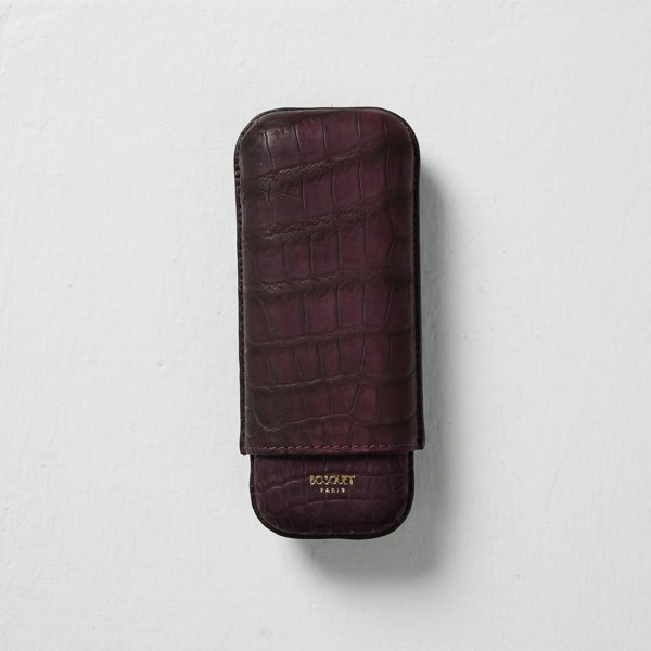 Bosquet Paris Genuine Crocodile Leather Cigar Case for 2 - Velvet Purple