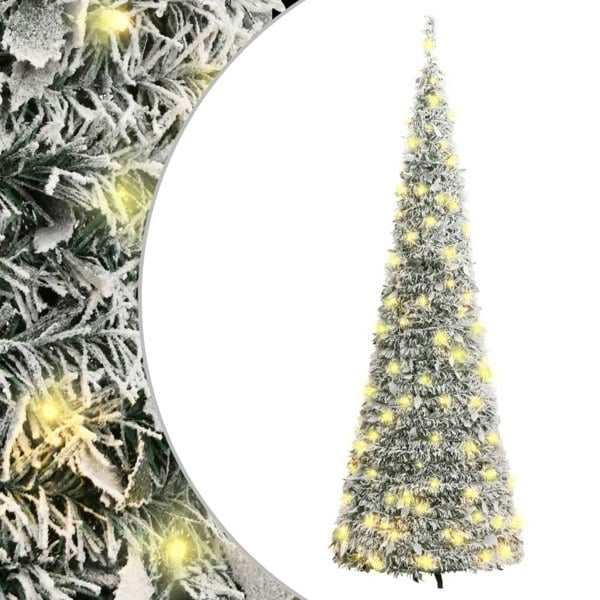 Berkfield Artificial Christmas Tree Pop-up Flocked Snow 150 LEDs 180 cm