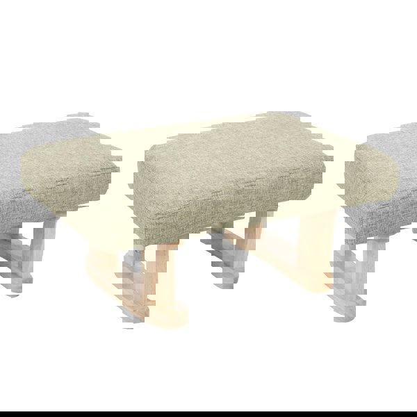 Living and Home Khaki Linen Upholstered Footstool with Wooden Legs