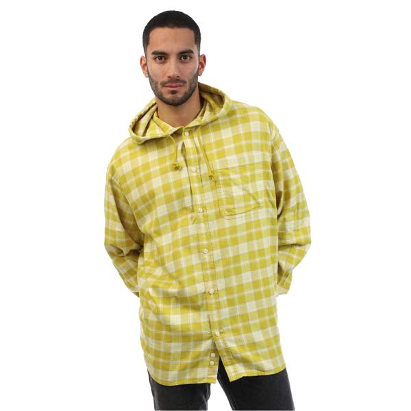 Diesel Unisex Adult Plaid Hooded Regular Long-Sleeved Shirt - Yellow - 
