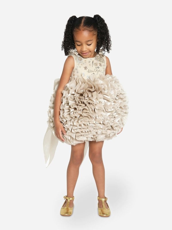 Maison Ava Girls Pomme Occasion Dress in Gold